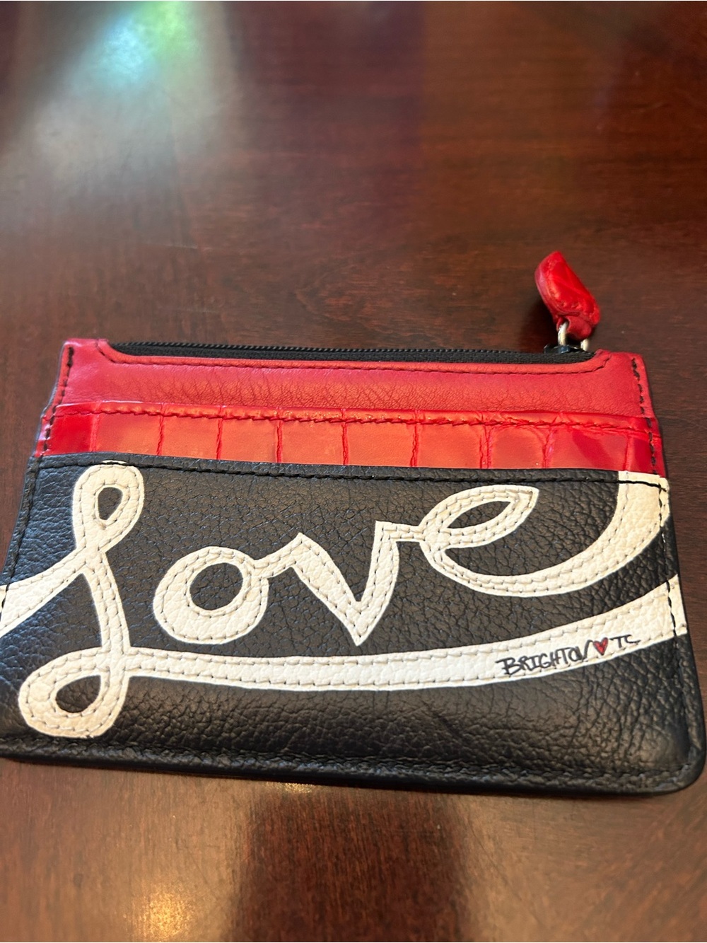 Brighton 'Love' Zip Card Case in Black and Red